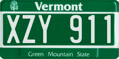 VT license plate XZY911