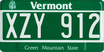 VT license plate XZY912