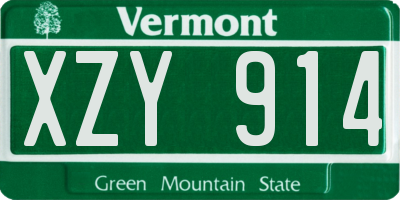 VT license plate XZY914