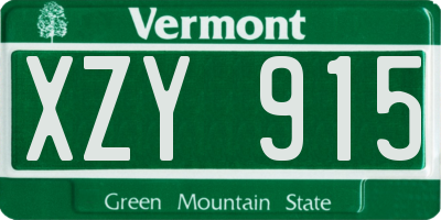VT license plate XZY915