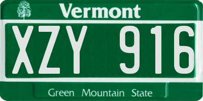 VT license plate XZY916