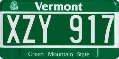 VT license plate XZY917