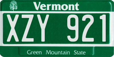 VT license plate XZY921