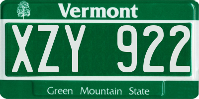 VT license plate XZY922