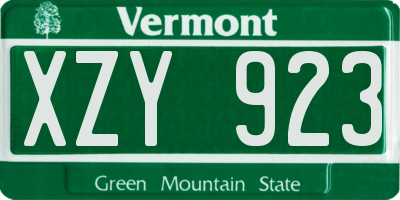 VT license plate XZY923