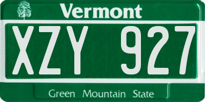 VT license plate XZY927