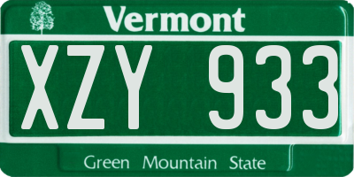VT license plate XZY933