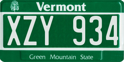 VT license plate XZY934