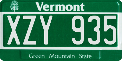 VT license plate XZY935