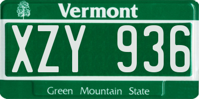 VT license plate XZY936