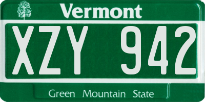 VT license plate XZY942