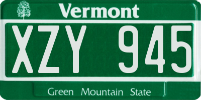 VT license plate XZY945