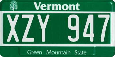 VT license plate XZY947