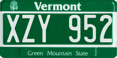 VT license plate XZY952