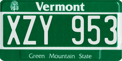 VT license plate XZY953
