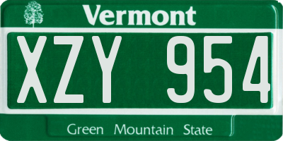 VT license plate XZY954