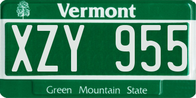 VT license plate XZY955