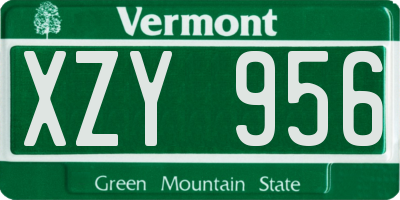 VT license plate XZY956