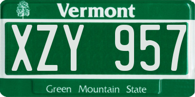 VT license plate XZY957