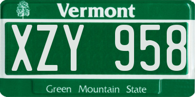 VT license plate XZY958