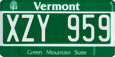 VT license plate XZY959