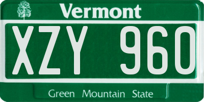 VT license plate XZY960