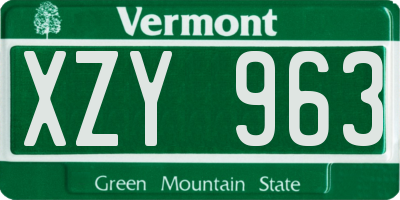 VT license plate XZY963