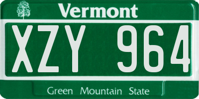 VT license plate XZY964