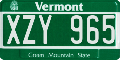 VT license plate XZY965