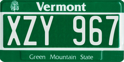 VT license plate XZY967