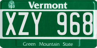 VT license plate XZY968