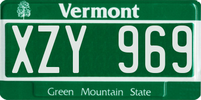 VT license plate XZY969