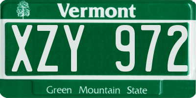 VT license plate XZY972
