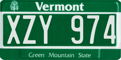 VT license plate XZY974