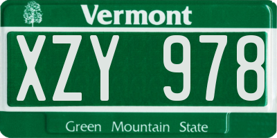 VT license plate XZY978