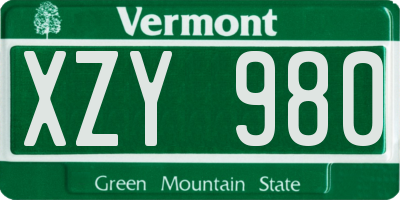 VT license plate XZY980