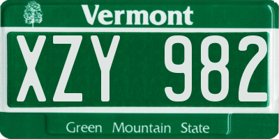 VT license plate XZY982