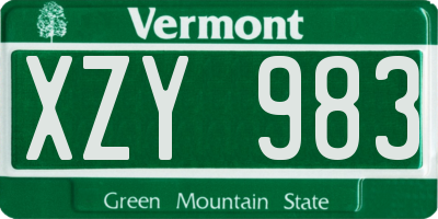 VT license plate XZY983