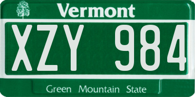 VT license plate XZY984