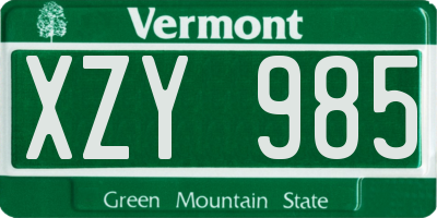 VT license plate XZY985