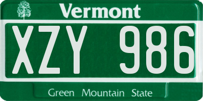 VT license plate XZY986