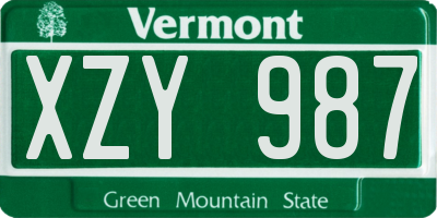 VT license plate XZY987