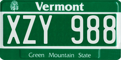 VT license plate XZY988