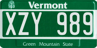 VT license plate XZY989