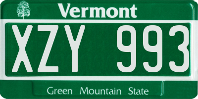 VT license plate XZY993