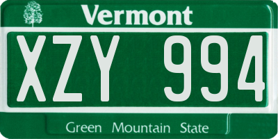 VT license plate XZY994