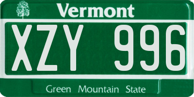 VT license plate XZY996