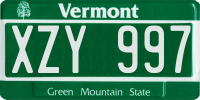 VT license plate XZY997