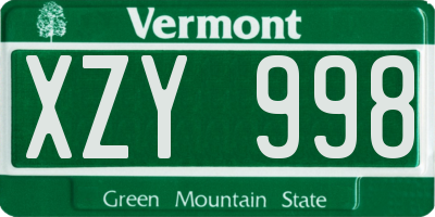 VT license plate XZY998