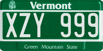 VT license plate XZY999